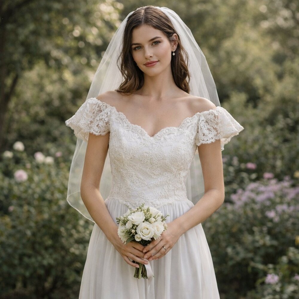 Vintage 80s Handmade Lace Bridal Dress | Garden Wedding | XS–S